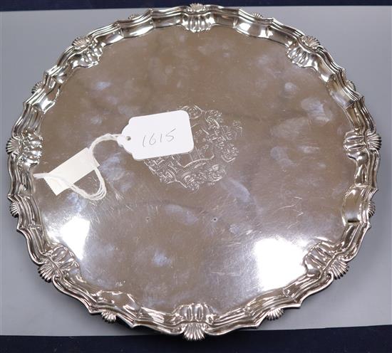 A George III silver salver, London, 1778 (repairs), 21 oz.